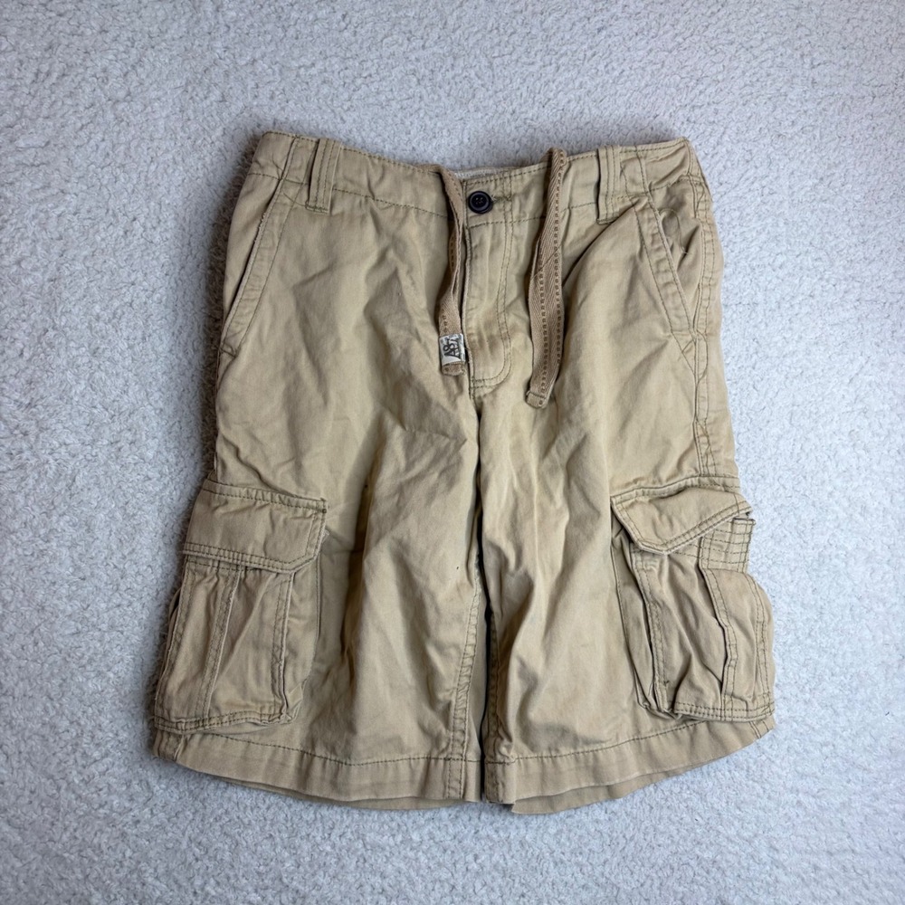Aeropostale Mens Khaki Cargo Shorts Y2K baggy Paratrooper Tan Cotton Size 30